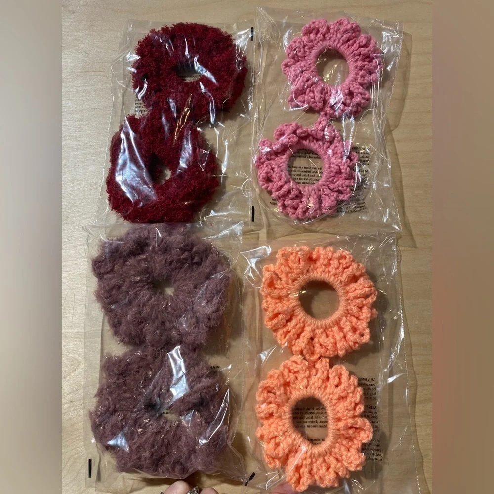 Hand Crafted Crochet Scrunchies 8 Pieces (AC-2)